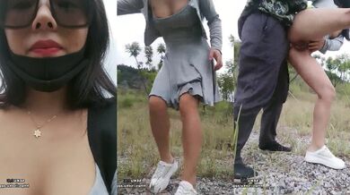 ❤剧情大奶小骚B，山上勾搭独居大爷，撩的大爷多硬了，山上野战，没穿内裤，撩起裙子就操~1